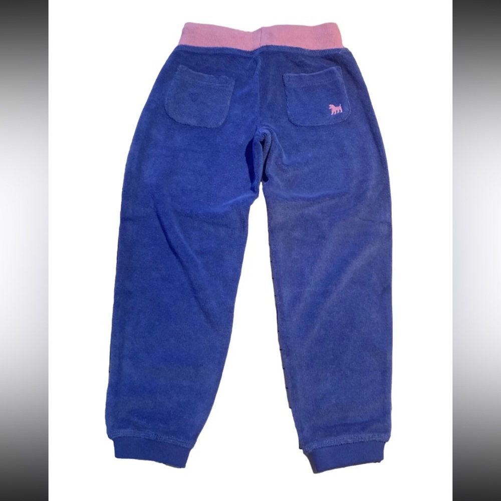 MINI BODEN Girls Terry Toweling Blue Jogger Pants W/ Lavender Waist  Sz 6 Y NWT - Picture 4 of 9